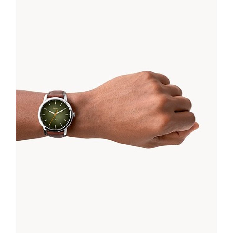 FOSSILThe Minimalist Green Dial Brown Leather Strap