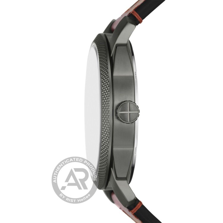 FOSSIL Machine Day-Date Brown Leather Strap