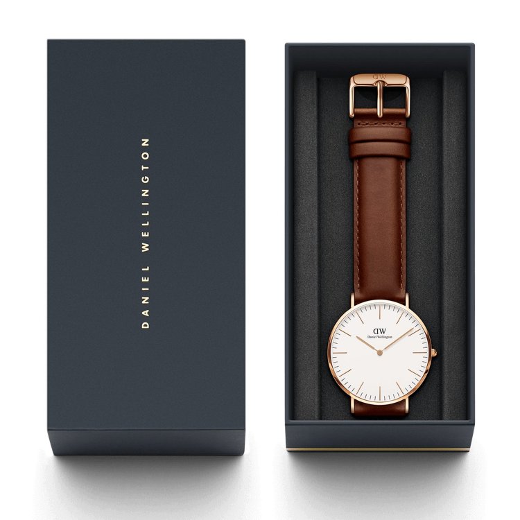 DANIEL WELLINGTON  Classic St. Mawes Rose Brown Leather