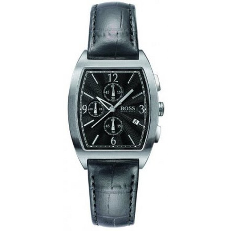 BOSS GENTS CHRONO Black Leather Strap