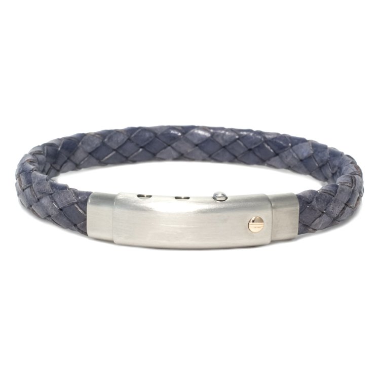 BORSARI Audace Pelle Grey Leather & Stainless Steel Bracelet