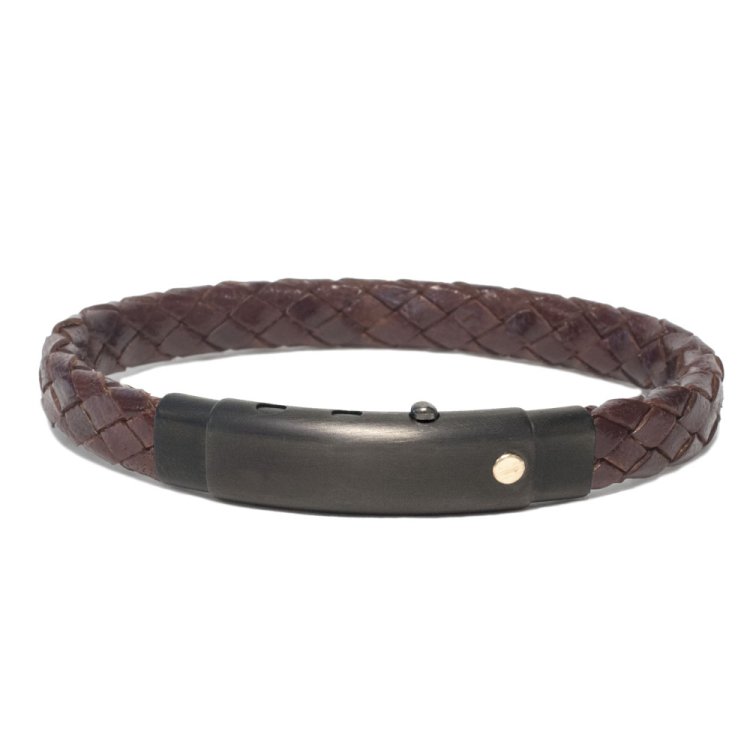 BORSARI Audace Pelle Brown Leather & Stainless Steel Bracelet