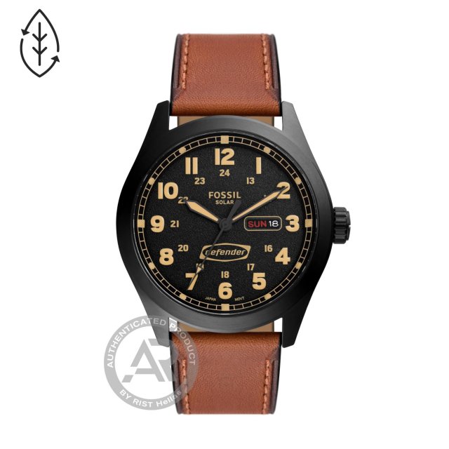FOSSIL Defender Solar-Powered Brown Leather Strap