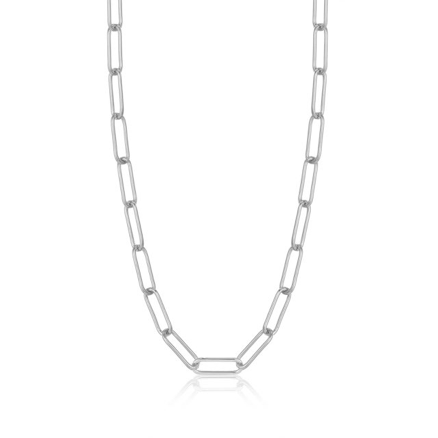 ANIA HAIE LINK UP Silver Paperclip Chunky Chain Necklace