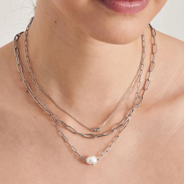 ANIA HAIE LINK UP Silver Paperclip Chunky Chain Necklace