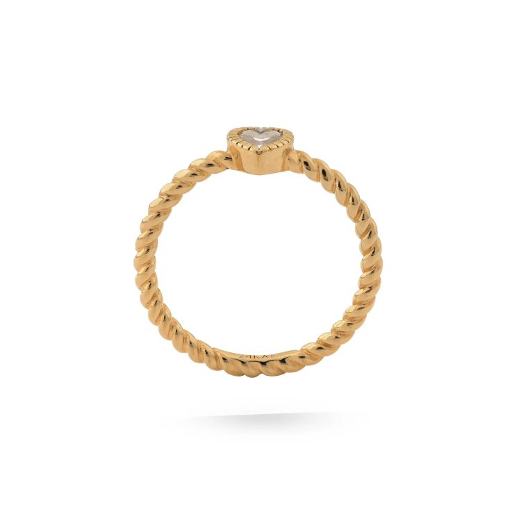24KAE Ring with Heart Shaped Stone
