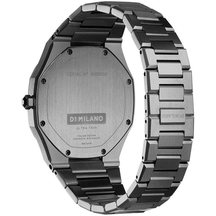 D1 MILANO ULTRA THIN PETROL BLUE Grey Stainless Steel Bracelet