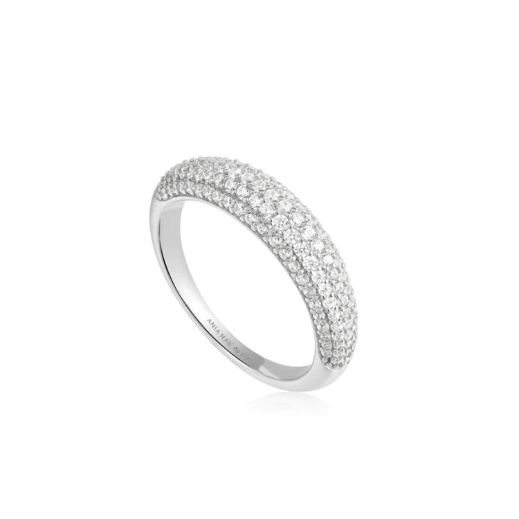 ANIA HAIE TOUGH LOVE Silver Pave Dome Ring