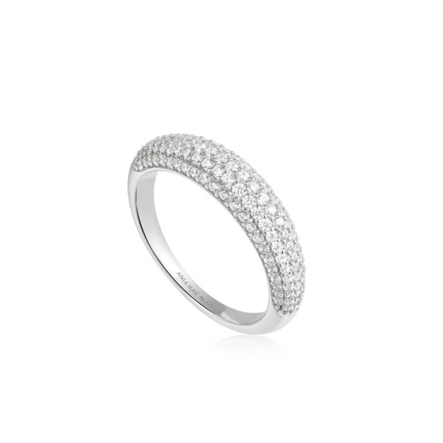 ANIA HAIE TOUGH LOVE Silver Pave Dome Ring