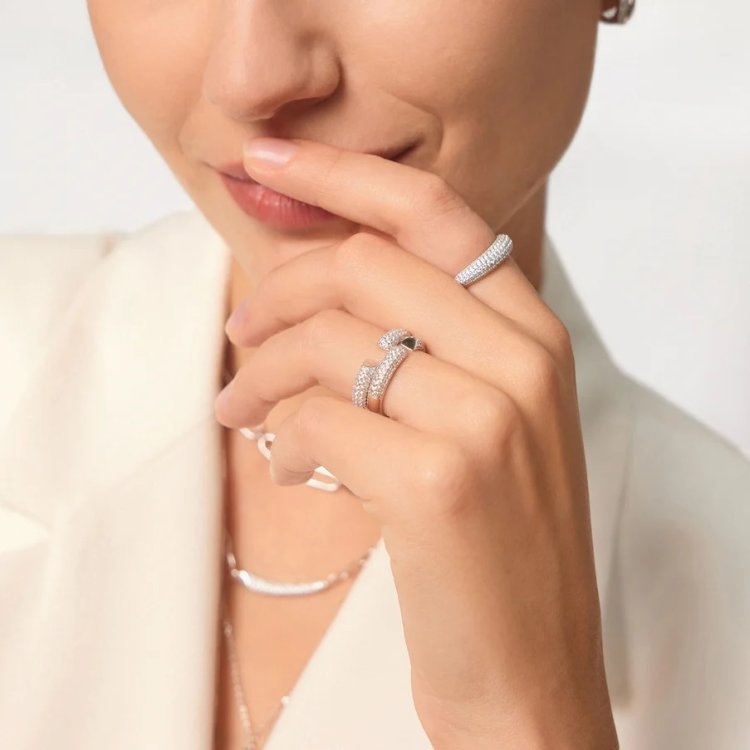 ANIA HAIE TOUGH LOVE Silver Pave Dome Ring