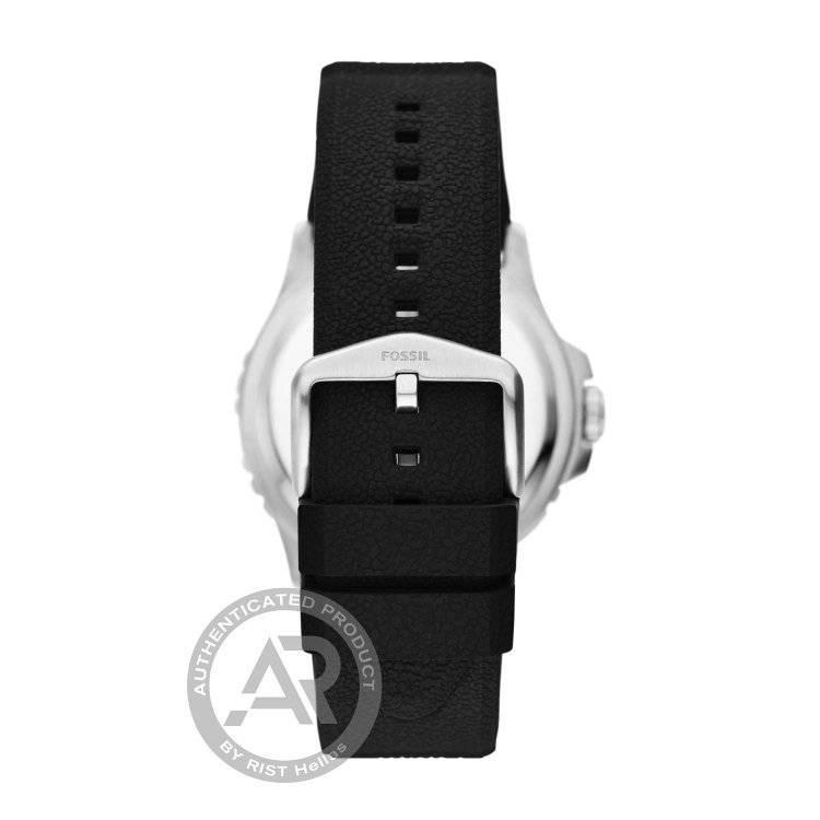 FOSSIL Fossil Blue GMT Black Silicone Strap