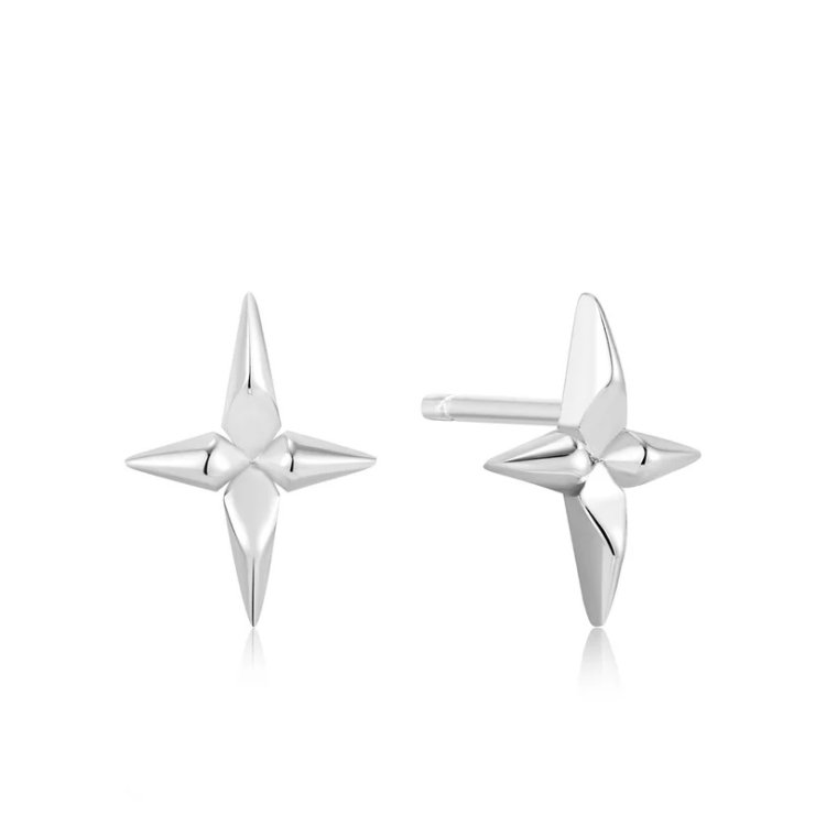 ANIA HAIE POLISHED PUNK Silver Cross Stud Earrings