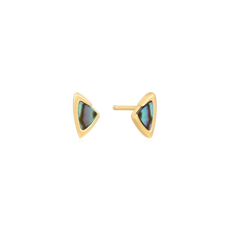 ANIA HAIE TOUGH LOVE Gold Arrow Abalone Stud Earrings