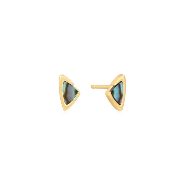 ANIA HAIE TOUGH LOVE Gold Arrow Abalone Stud Earrings