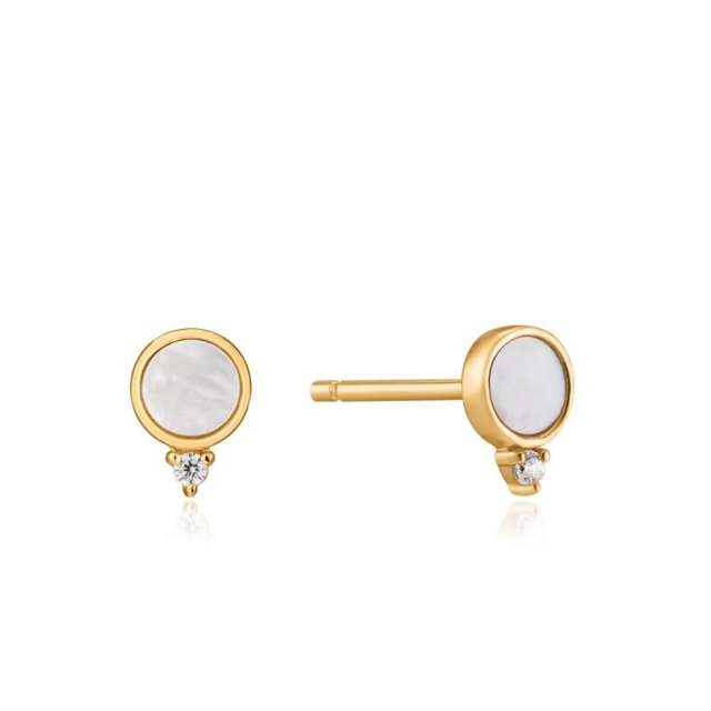 ANIA HAIE HIDDEN GEM Gold Mother Of Pearl Stud Earrings