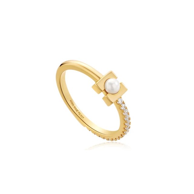 ANIA HAIE MODERN MUSE Gold Pearl Modernist Band Ring