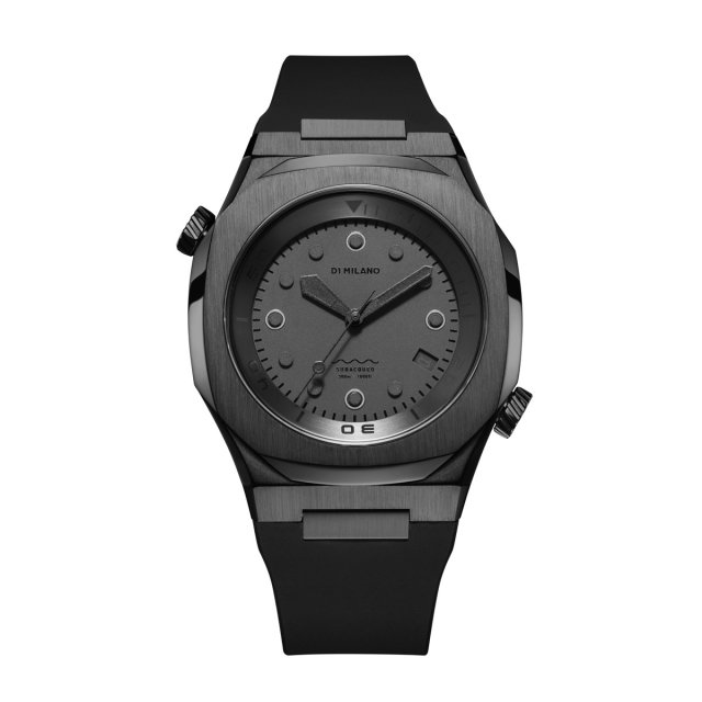 D1 MILANO SUBACQUEO PROJECT SHADOW Black Rubber Strap