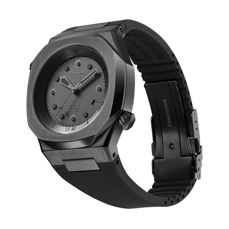 D1 MILANO SUBACQUEO PROJECT SHADOW Black Rubber Strap