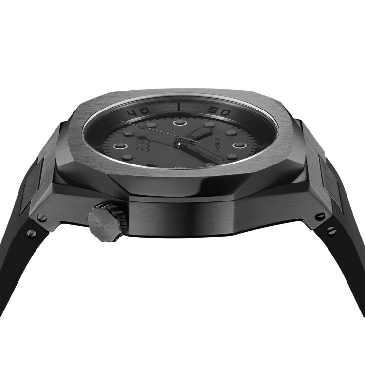 D1 MILANO SUBACQUEO PROJECT SHADOW Black Rubber Strap