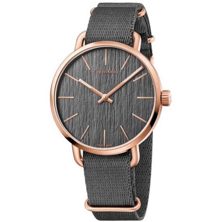 CALVIN KLEIN EVEN Large Rose Gold Grey Fabric Strap