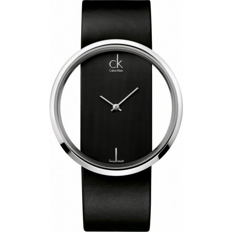CALVIN KLEIN GLAM Transparent Black Leather Strap