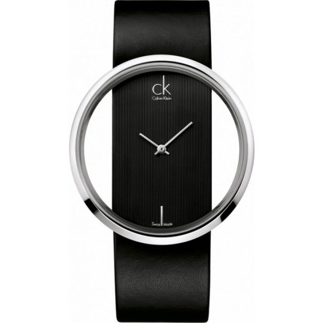 CALVIN KLEIN GLAM Transparent Black Leather Strap