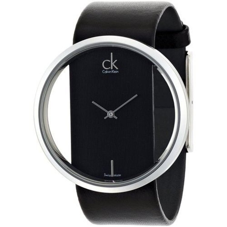 CALVIN KLEIN GLAM Transparent Black Leather Strap