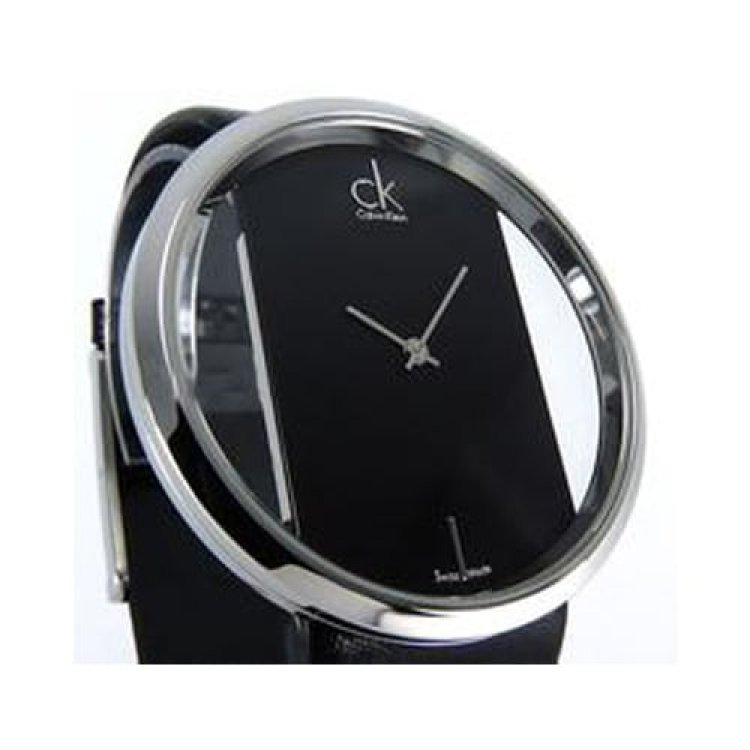 CALVIN KLEIN GLAM Transparent Black Leather Strap