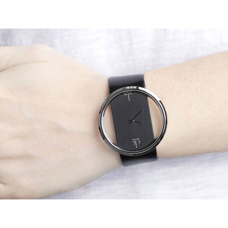 CALVIN KLEIN GLAM Transparent Black Leather Strap
