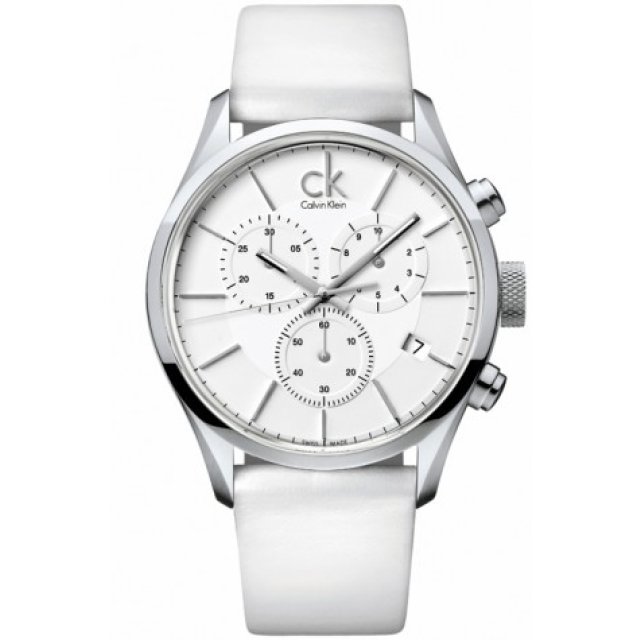CALVIN KLEIN MASCULINE Chrono White Leather Strap
