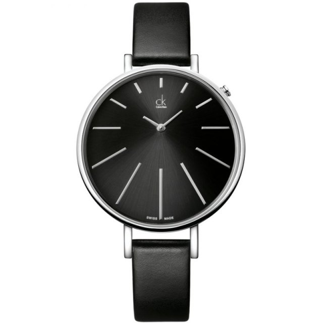 CALVIN KLEIN EQUAL Black Letaher Strap