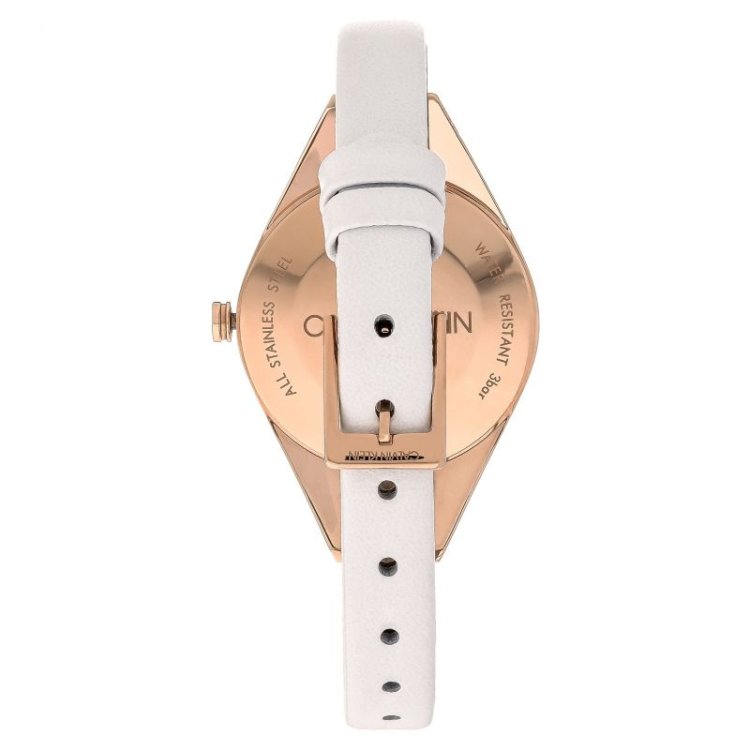 CALVIN KLEIN REBEL Rose Gold & White Leather Strap
