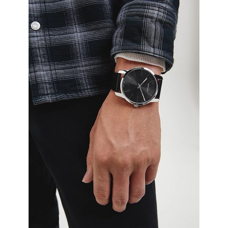 CALVIN KLEIN POSH Black Leather Strap 