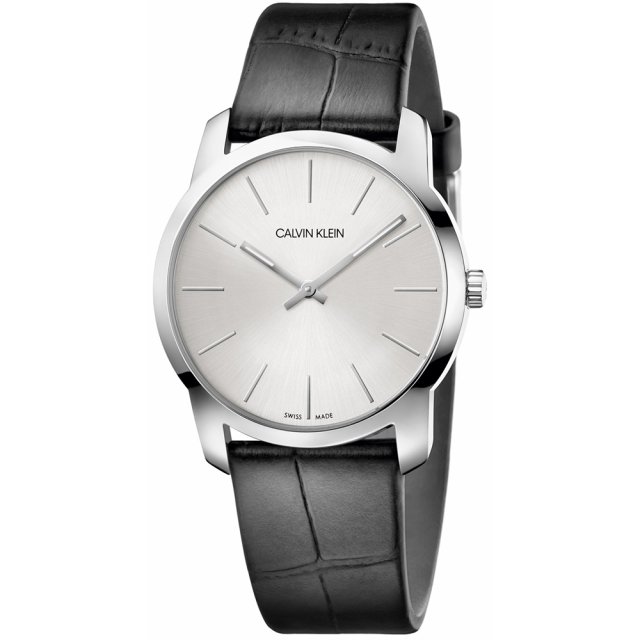 CALVIN KLEIN CITY Black Leather Strap
