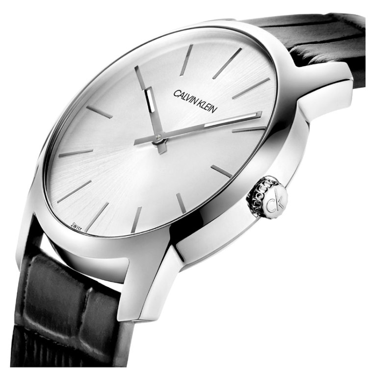 CALVIN KLEIN CITY Black Leather Strap