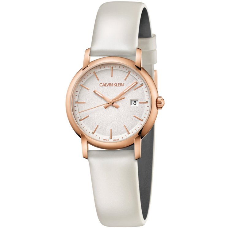 CALVIN KLEIN ESTABLISHED White Leather Strap
