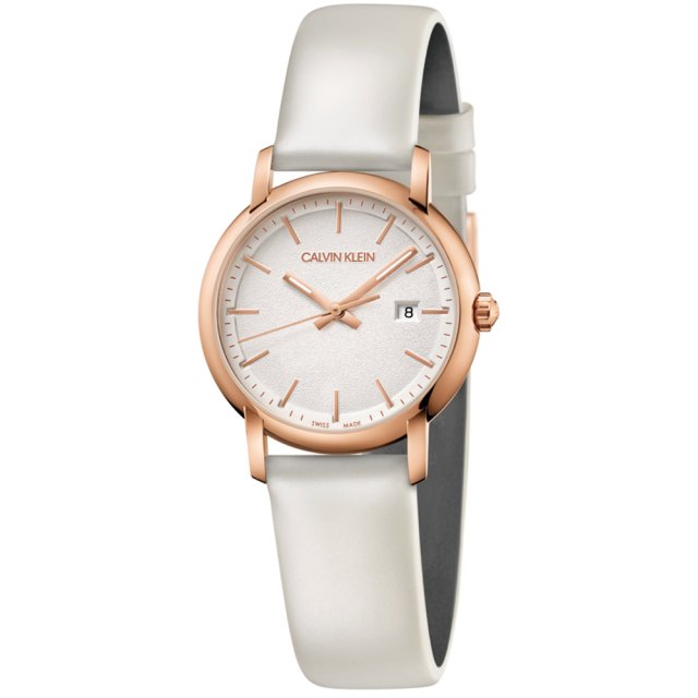CALVIN KLEIN ESTABLISHED White Leather Strap