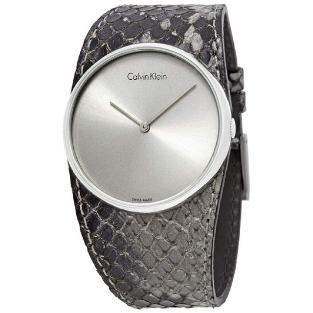 CALVIN KLEIN SPELLBOUND Grey Python-pattern Leather Strap