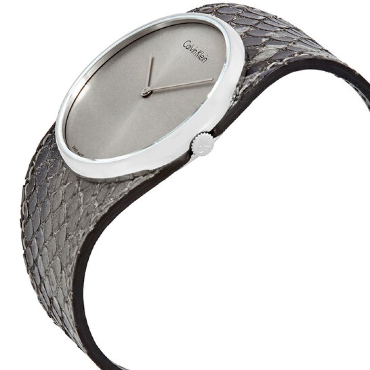 CALVIN KLEIN SPELLBOUND Grey Python-pattern Leather Strap
