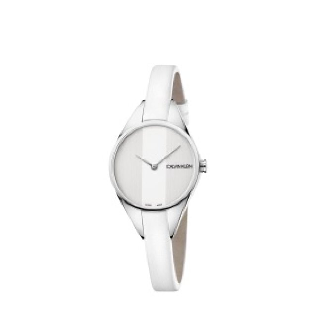 CALVIN KLEIN REBEL SET White Leather Strap Watch & Bracelet