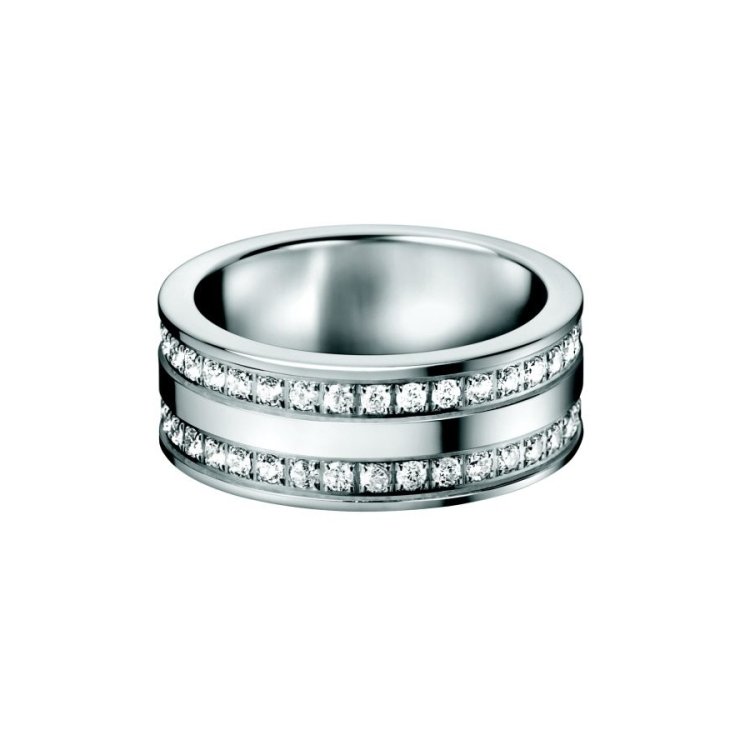 CALVIN KLEIN RING REFLECTIVE Polished Stainless Steel & White Zirconia