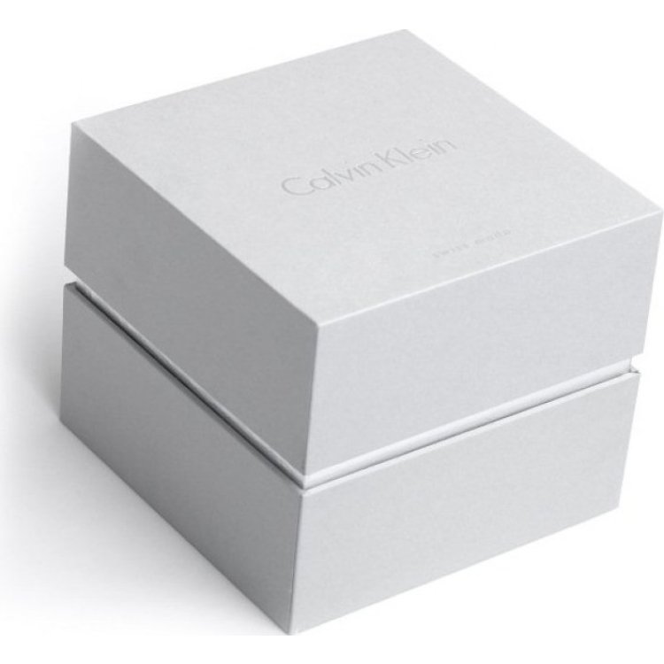 CALVIN KLEIN RING GLOSS Curved Stainless Steel & White Enamel