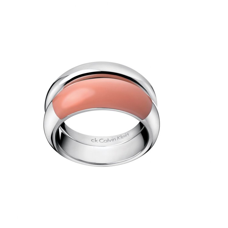 CALVIN KLEIN RING ELLIPSE Two Tone Stainless Steel Coral