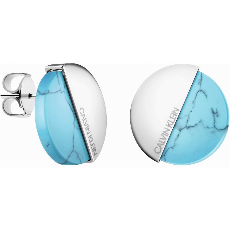 CALVIN KLEIN EARRINGS SPICY Stainless Steel Turquoise Stone Studs