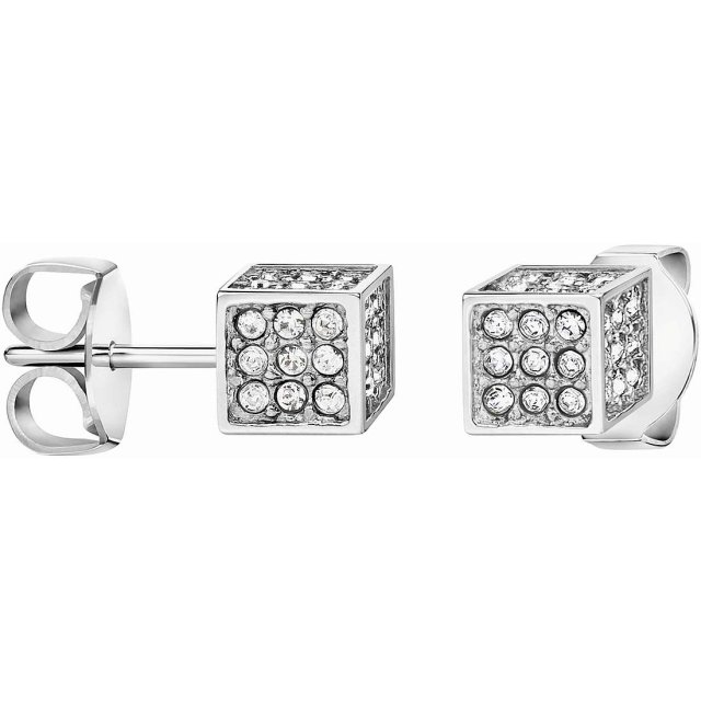 CALVIN KLEIN EARRINGS ROCKING Stainless Steel & White Swarovski Crystals