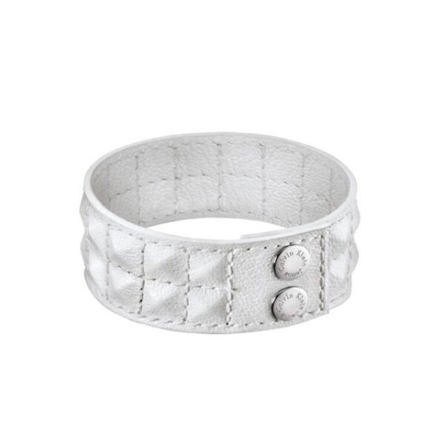 CALVIN KLEIN BRACELET Stainless Steel & White Leather Bangle