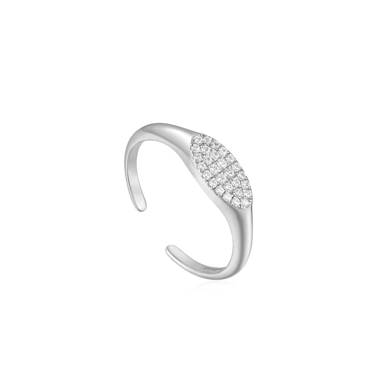 ANIA HAIE Silver Glam Adjustable Signet Ring
