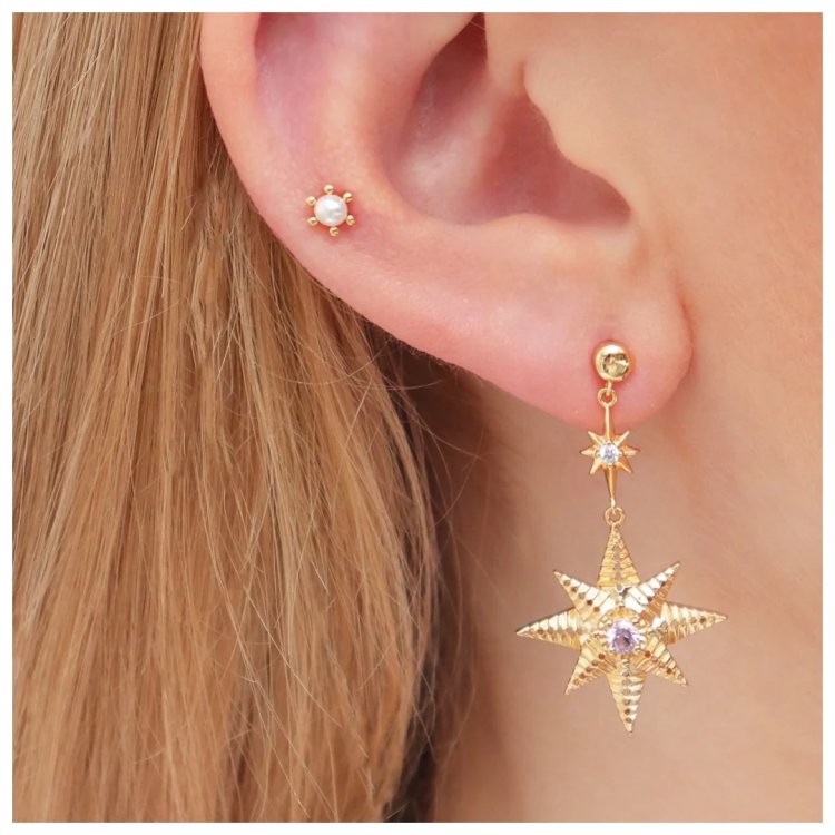 24KAE Earrings Earstud with Pearl