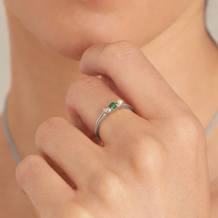 ANIA HAIE Silver Malachite Star Adjustable Ring