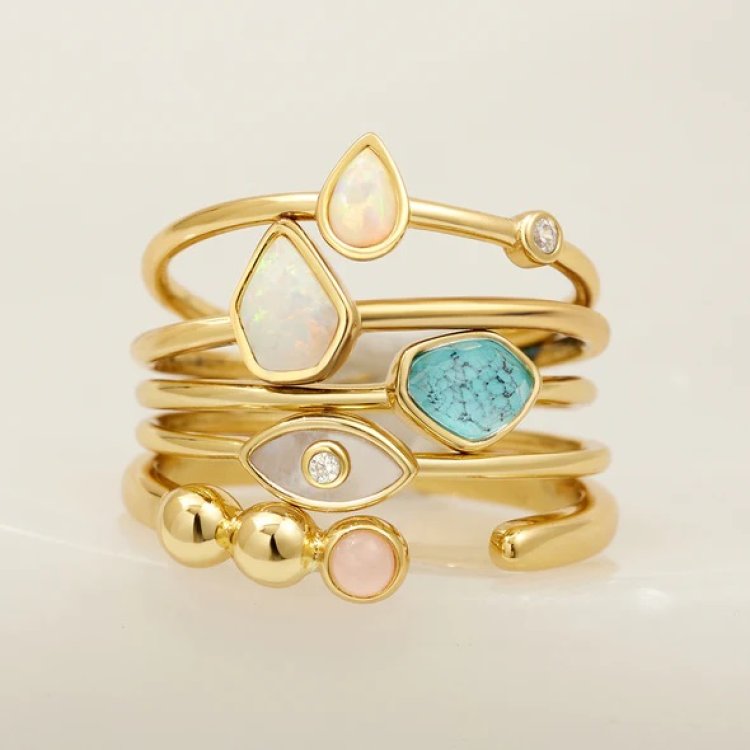 ANIA HAIE Gold Orb Rose Quartz Adjustable Ring